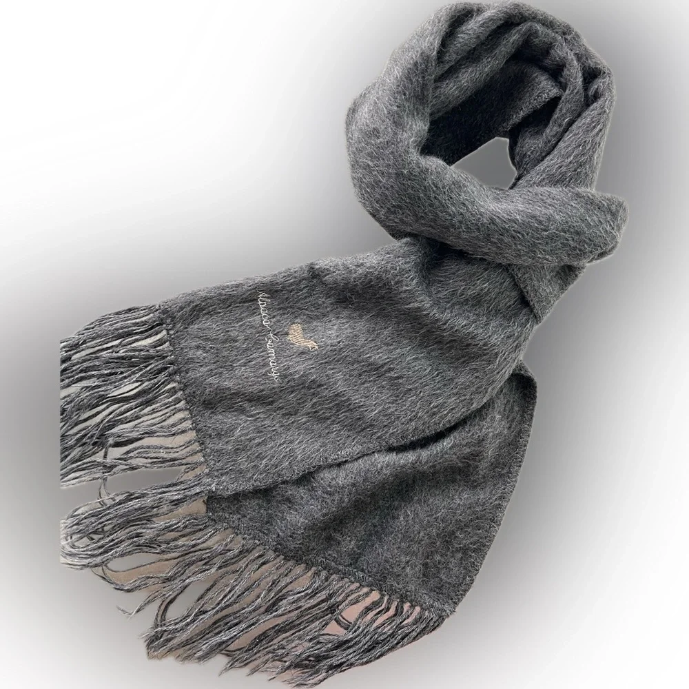 🦙🇵🇪 Long Dark Gray 100% Alpaca Peruvian Scarf with Fringe by Alpaca Camargo